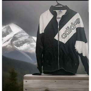 Adidas‎ Vintage 90s Light Jacket Windbreaker Size MED BLACK/ WHITE